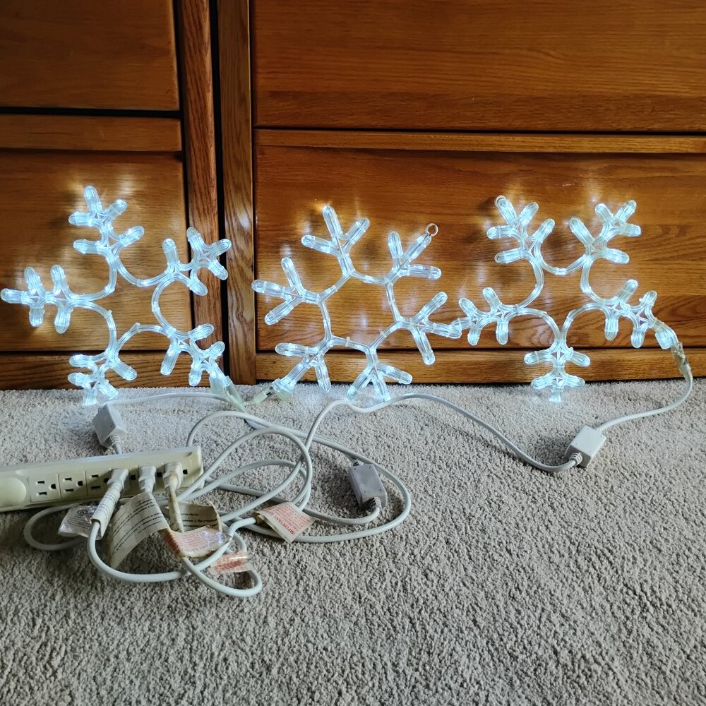 Christmas Snowflake Rope Lights for Outdoor Decor - Lot of 3